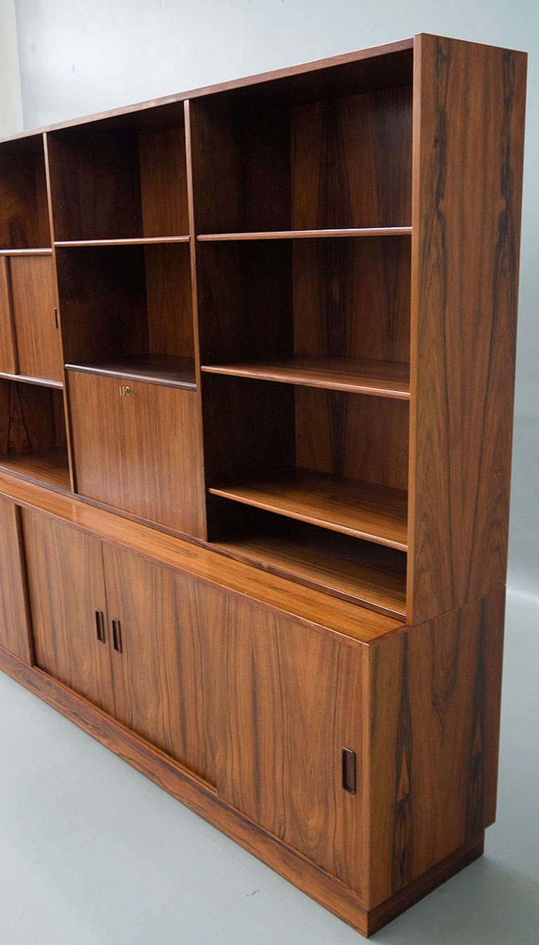 Scandinavian Modern Westergaards Danish Modern Rosewood Wall Unit 6ft For Sale