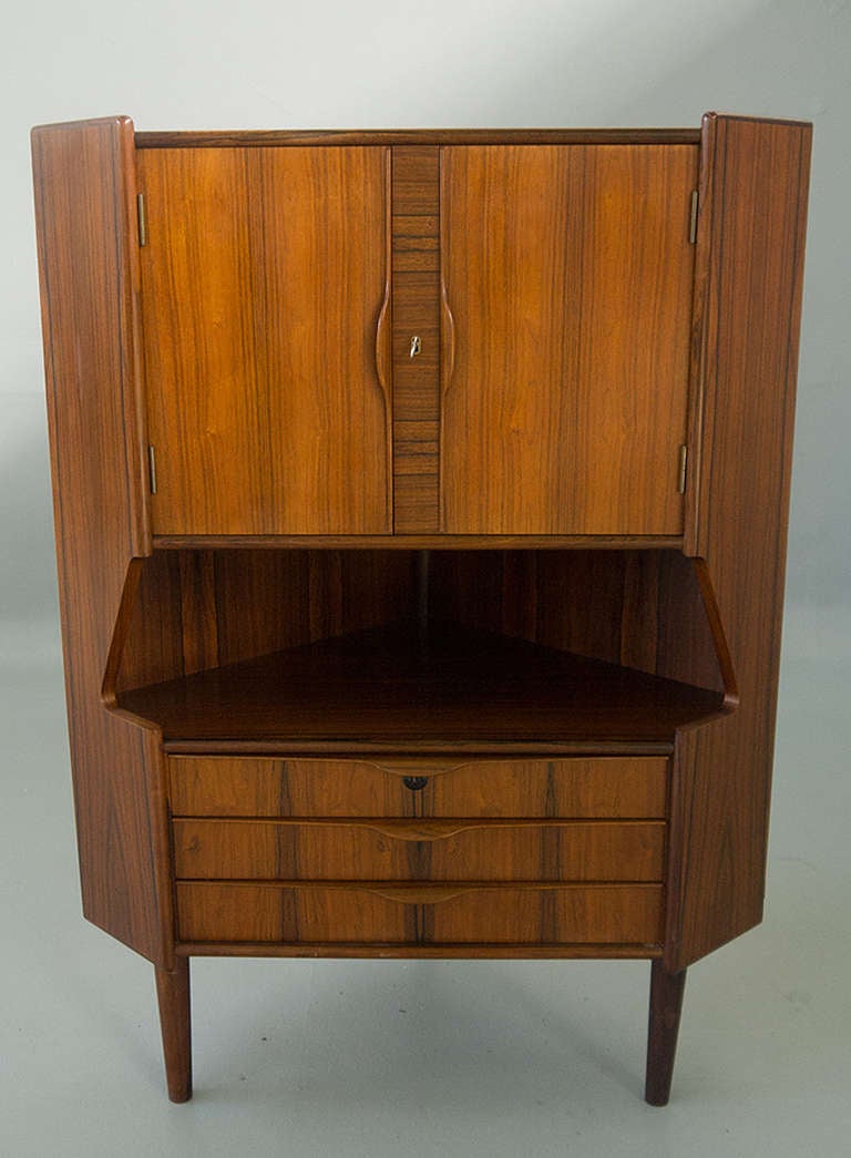 Gunni Omann Danish Modern Rosewood Corner Bar Cabinet