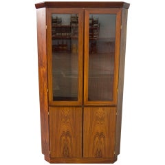 Vintage Skovby Danish Modern Rosewood Corner Curio Cabinet