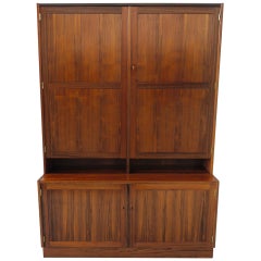 Vintage Danish Modern Rosewood Linen China Cabinet