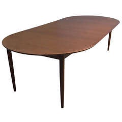 9ft Danish Modern Teak Round Oval Dining Table