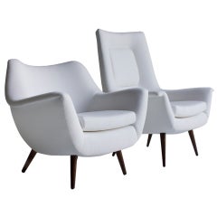 Lawrence Peabody His and Her Lounge Chairs for Selig; Holiday Group