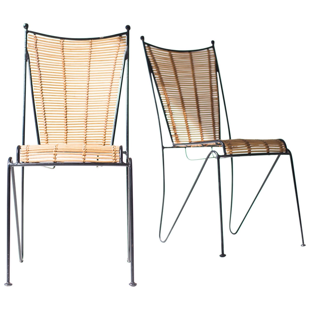 Ficks Reed Attributed Iron and Bamboo Side Chairs at 1stDibs