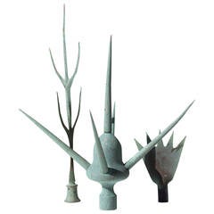 Folk Art Copper Finial Set 6