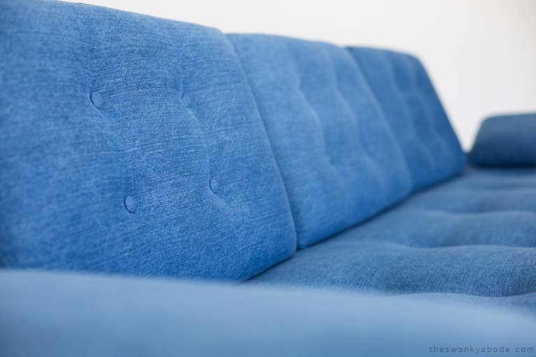 Adrian Pearsall Sofa for Craft Associates in Denim In Excellent Condition In Oak Harbor, OH