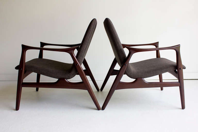 Mid-Century Modern Arne Hovmand Olsen Lounge Chairs for Mogens Kold