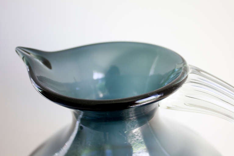Blenko Pitcher Smoked Glass In Excellent Condition In Oak Harbor, OH