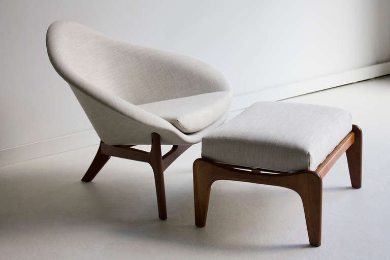 Walnut Adrian Pearsall Lounge Chair and Ottoman for Craft Associates