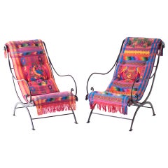 Fauteuils de salon en fer forgé du milieu du siècle