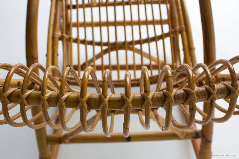 Italian Franco Albini Style Wicker Rocking Chair