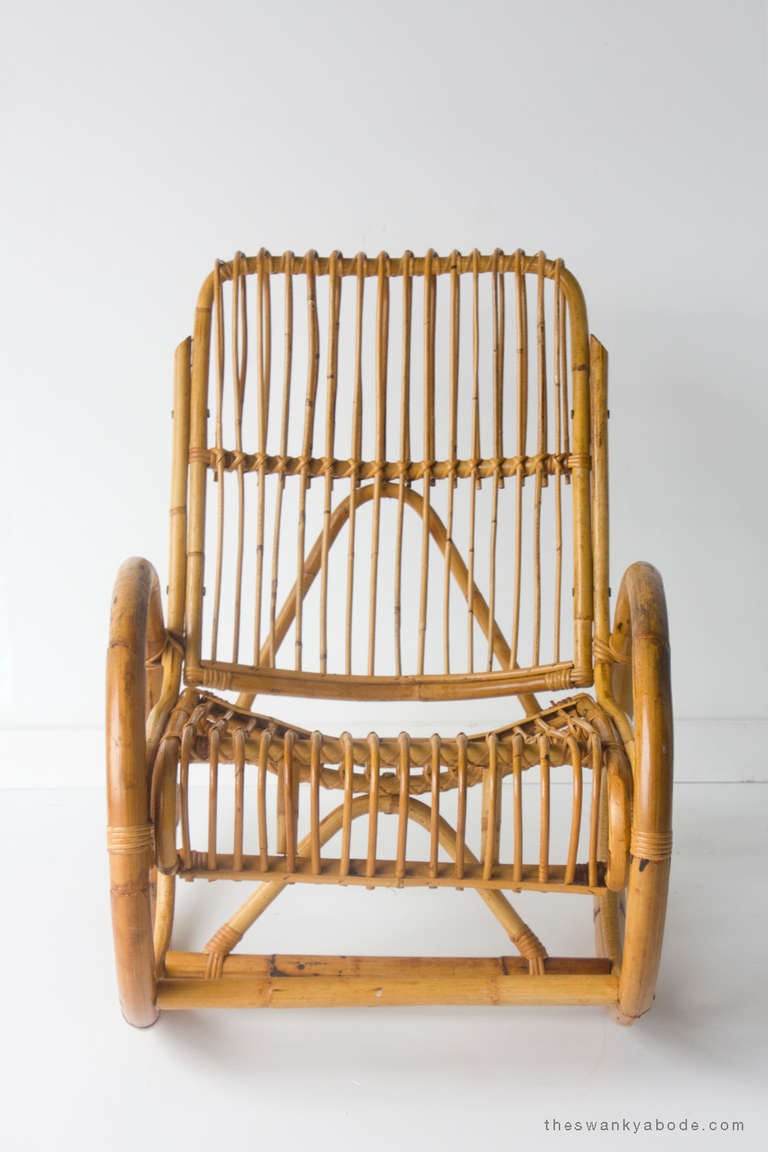 Mid-20th Century Franco Albini Style Wicker Rocking Chair