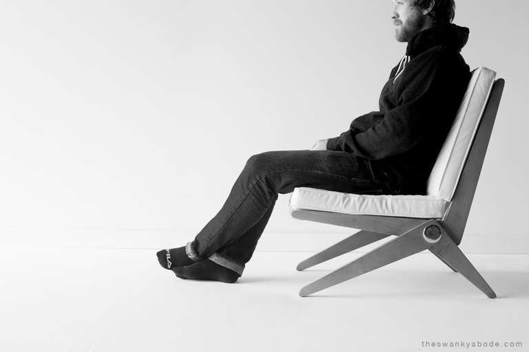 Birch Pierre Jeanneret Scissor Chair for Knoll International