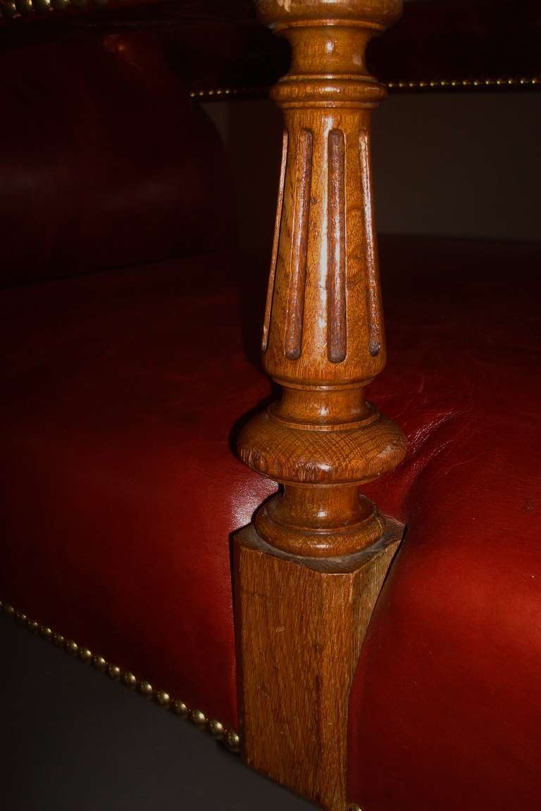 A Good 19th Century Gillows Golden Oak and Leather Library Chair 1