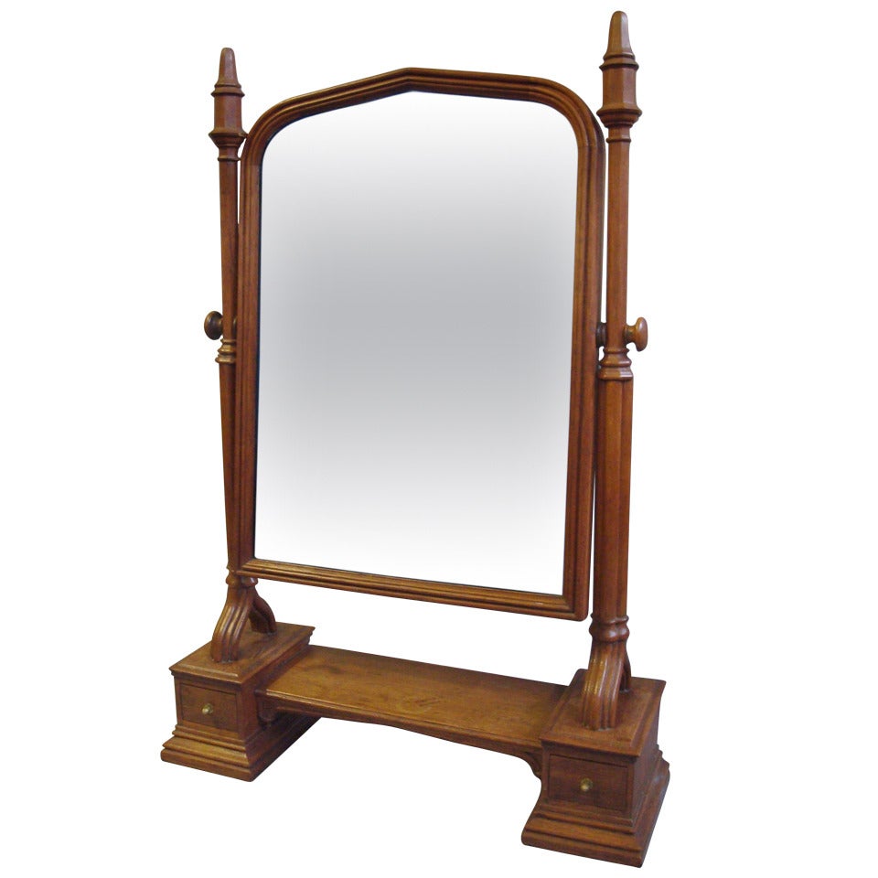 An Impressively Large C19th Gothic Oak Dressing Table Mirror