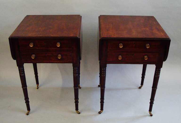 Rare Pair of Regency Mahogany Small Pembroke Tables 1