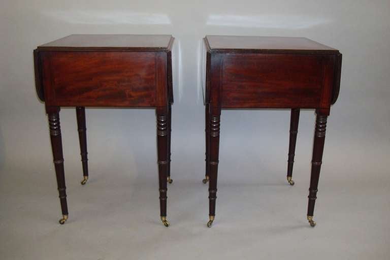 19th Century Rare Pair of Regency Mahogany Small Pembroke Tables