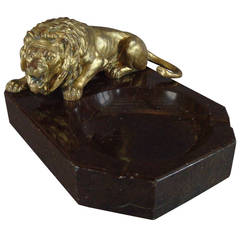 Early 20th Century Lion and Marble Ashtray