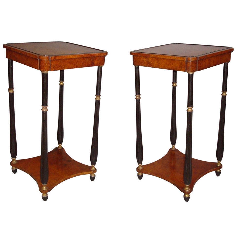 An Elegant Pair of Rare Regency Amboyna Occasional Tables For Sale