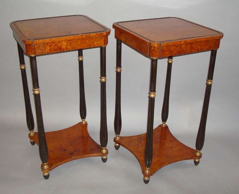 English An Elegant Pair of Rare Regency Amboyna Occasional Tables For Sale
