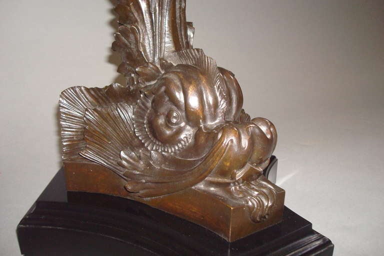English C20th Impressive Large Bronze 'Dolphin' Table Lamp