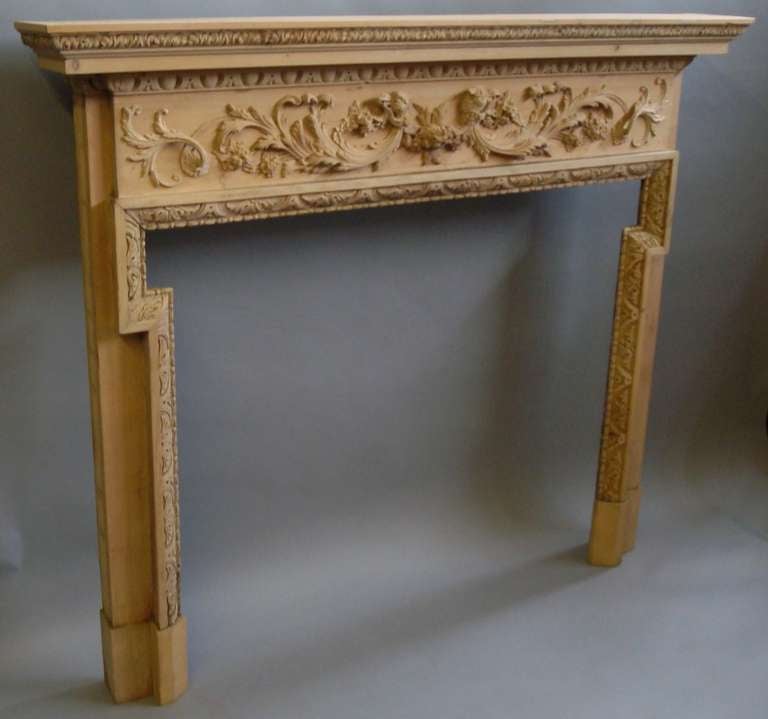 Late 18th Century An Impressive Georgian Carved Pine Fire Surround with Provenance