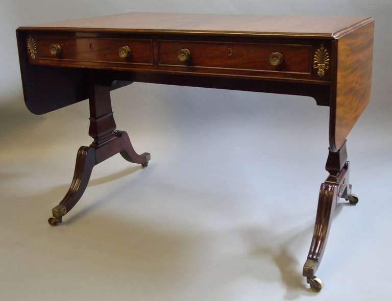 19th Century A Good Regency Mahogany and Brass Mounted Sofa Table