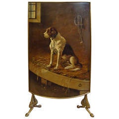 An Unusual 19th Century Painted Tole Firescreen