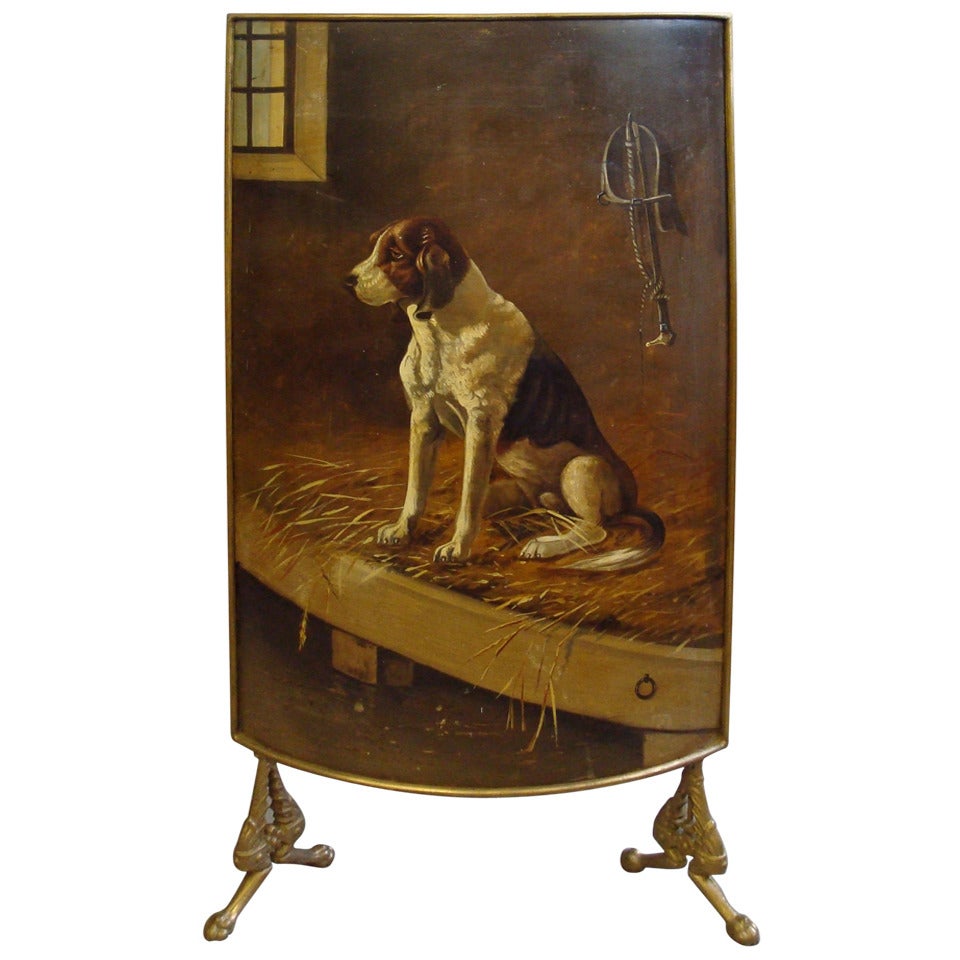 An Unusual 19th Century Painted Tole Firescreen