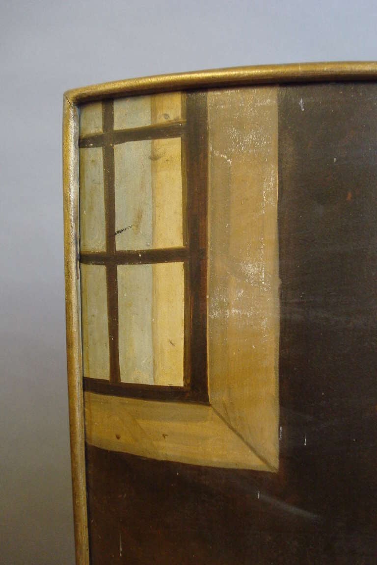 An Unusual 19th Century Painted Tole Firescreen 1