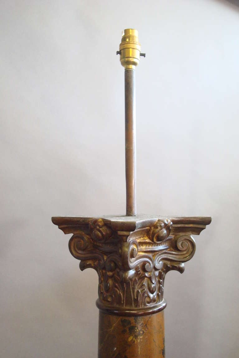A Very Decorative Pair of 19th Century Painted Columns / Lamps