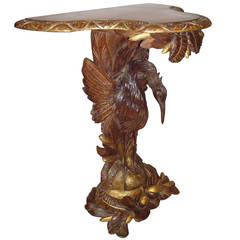Good 19th Century Carved Walnut and Gilt Heron Console Table 2