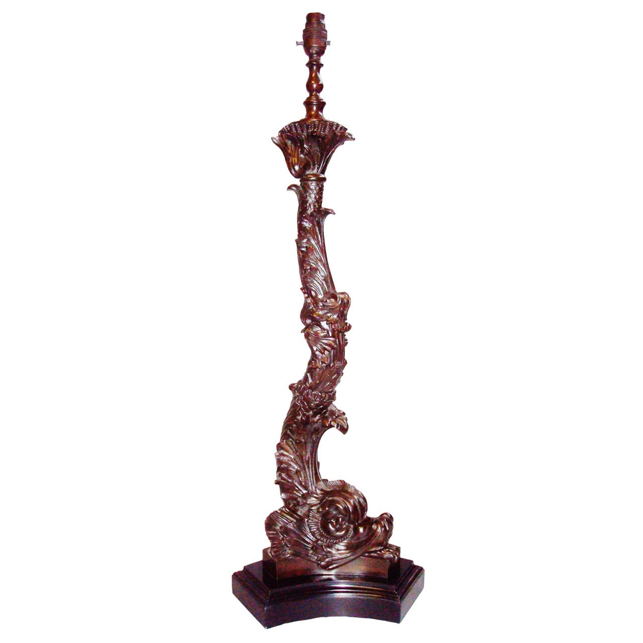 C20th Impressive Large Bronze 'Dolphin' Table Lamp