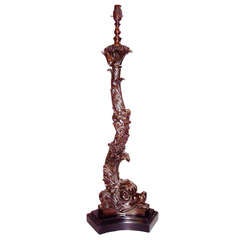 C20th Impressive Large Bronze 'Dolphin' Table Lamp