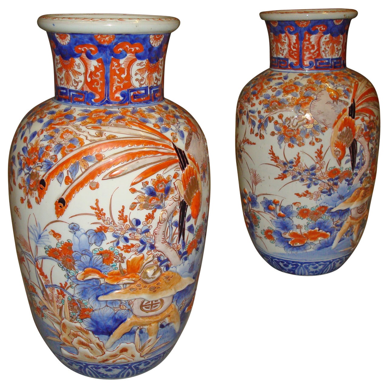 Large 19th Century Pair of Imari Vases
