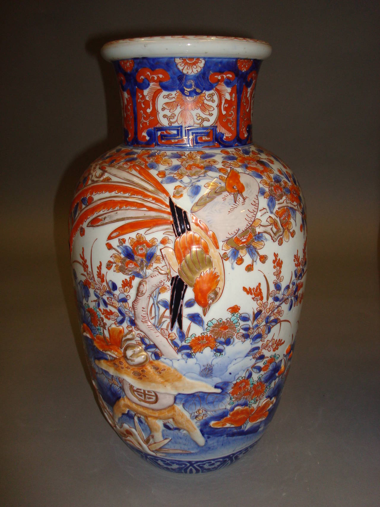 Japanese Large 19th Century Pair of Imari Vases