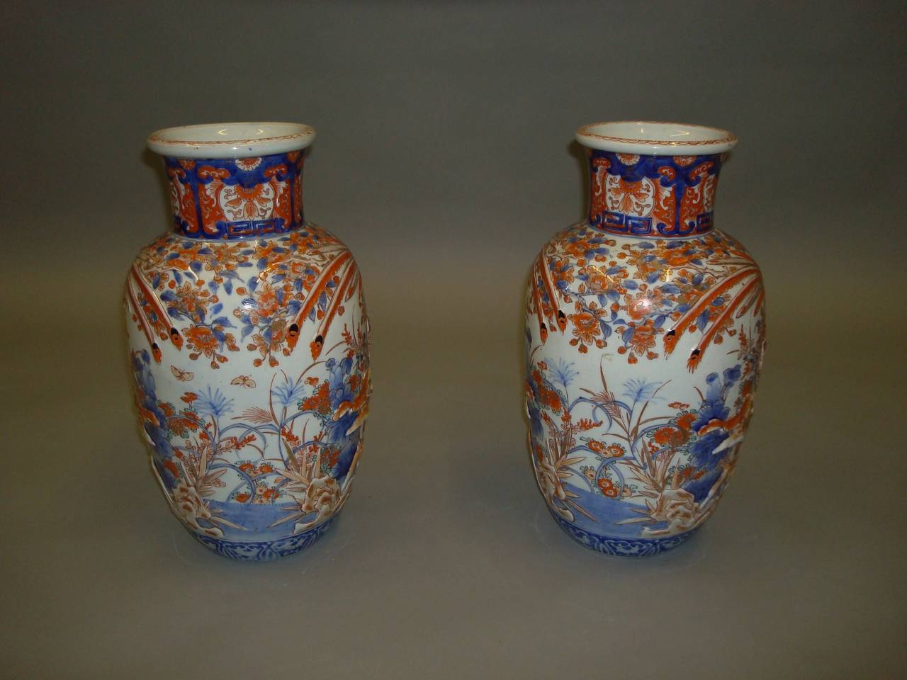 Large 19th Century Pair of Imari Vases 1