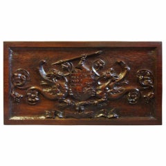 Late 19th Century Carved Walnut Armorial Panel