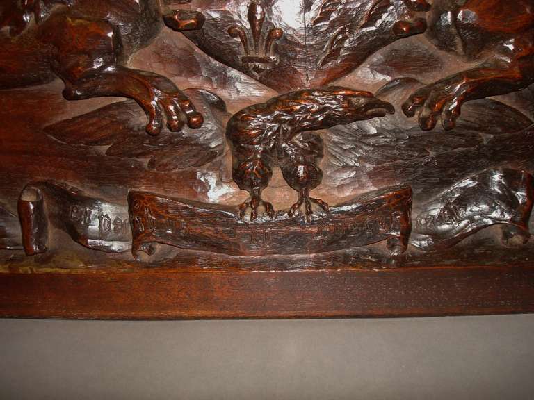 Late 19th Century Carved Walnut Armorial Panel For Sale 3