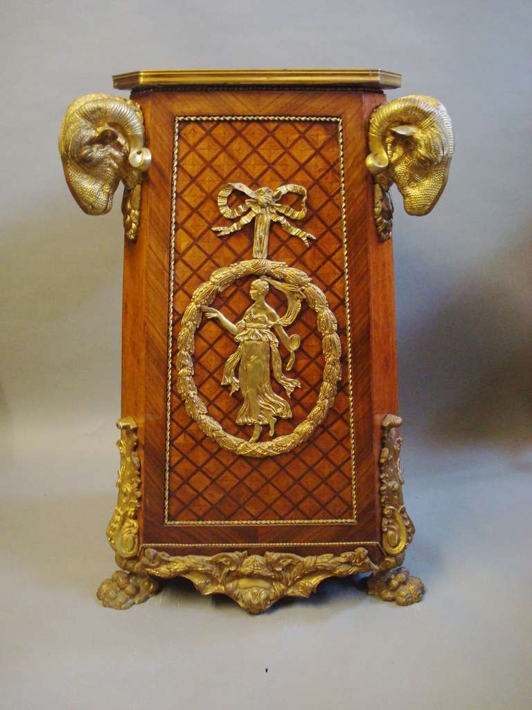 20th Century A  Flamboyant Louis XV Style Ormolu Mounted, Walnut and Kingwood Pedestal