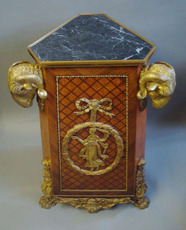 French A  Flamboyant Louis XV Style Ormolu Mounted, Walnut and Kingwood Pedestal