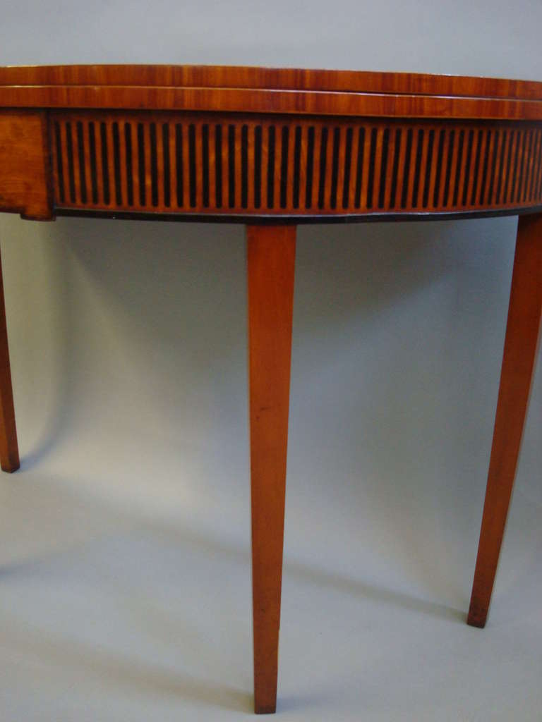 A Good George III Satinwood Semi Eliptical Fold Over Tea Table 3