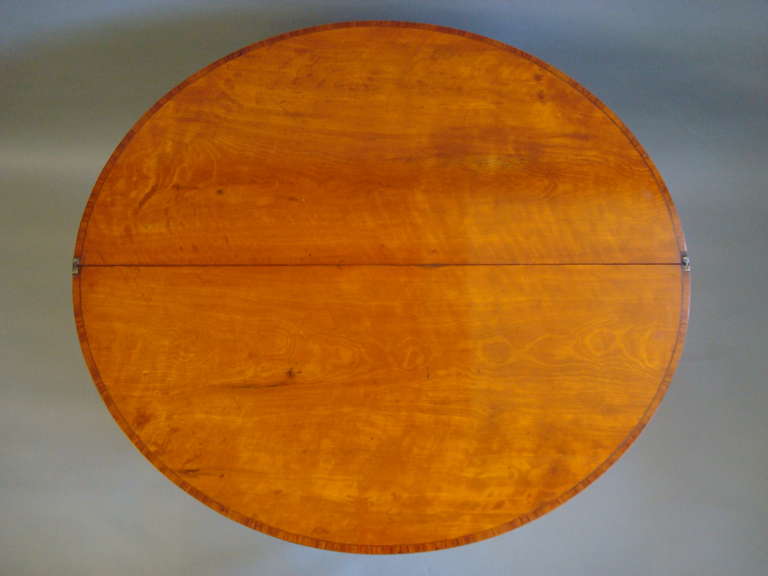 A Good George III Satinwood Semi Eliptical Fold Over Tea Table 4