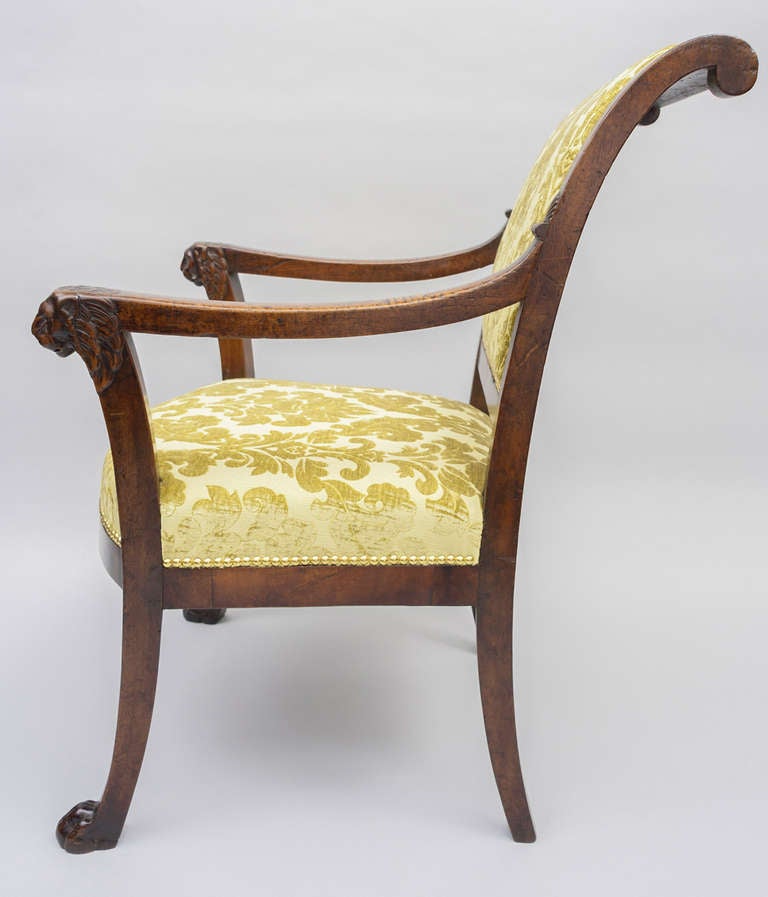 Early C19th near pair of mahogany Directoire fauteuils For Sale 2