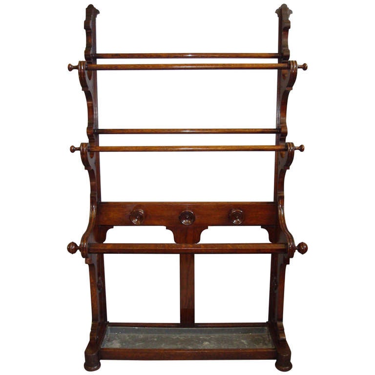 A Good Mid 19th Century Oak Hall Stand