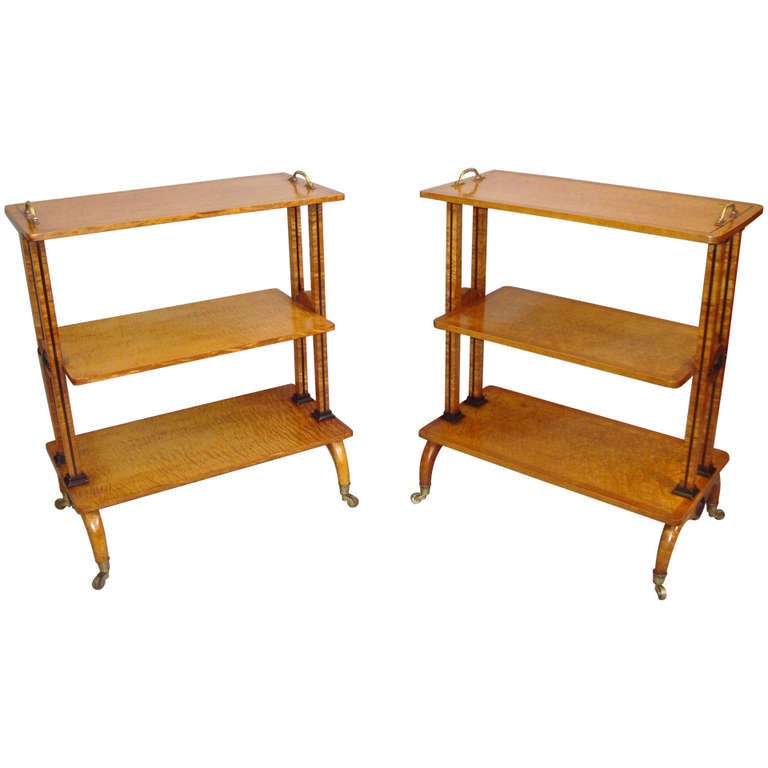 Splendid Regency Matched Pair of Maple Etageres For Sale