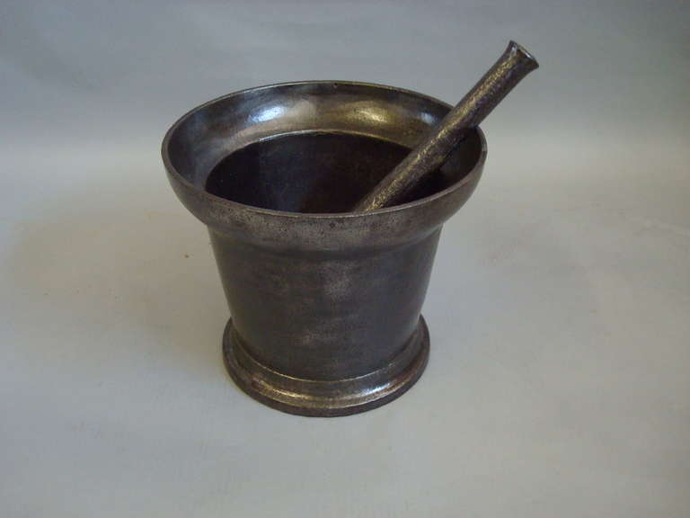 English Monumental Georgian Cast Iron Pestle and Mortar