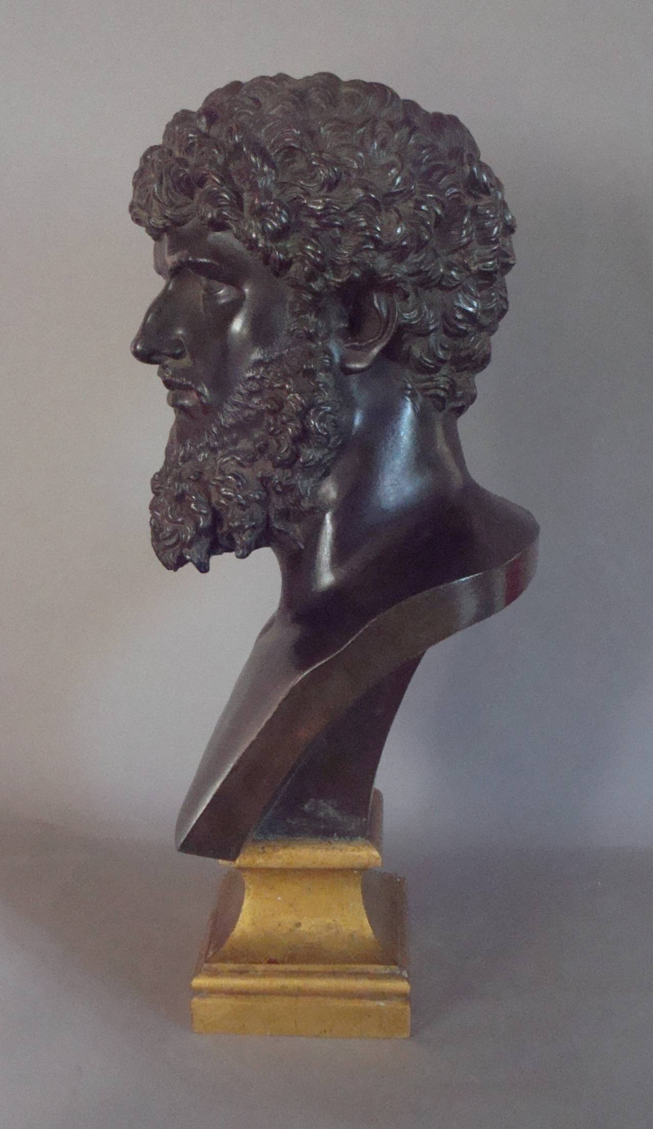 Italian 19th Century Grand Tour Classical Bronze Bust of Lucius Verus Emperor of Rome