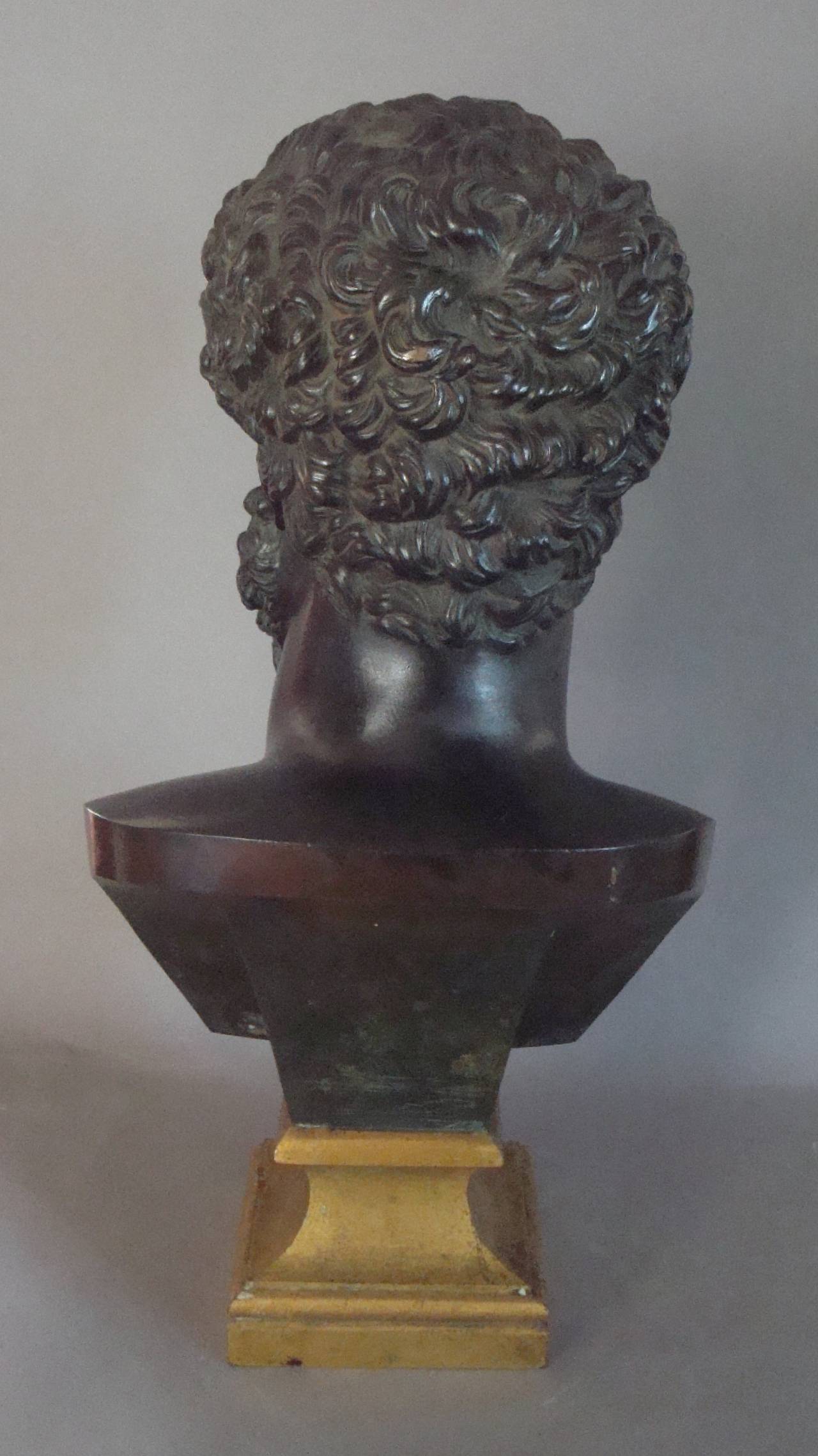 19th Century Grand Tour Classical Bronze Bust of Lucius Verus Emperor of Rome In Excellent Condition In Moreton-in-Marsh, Gloucestershire
