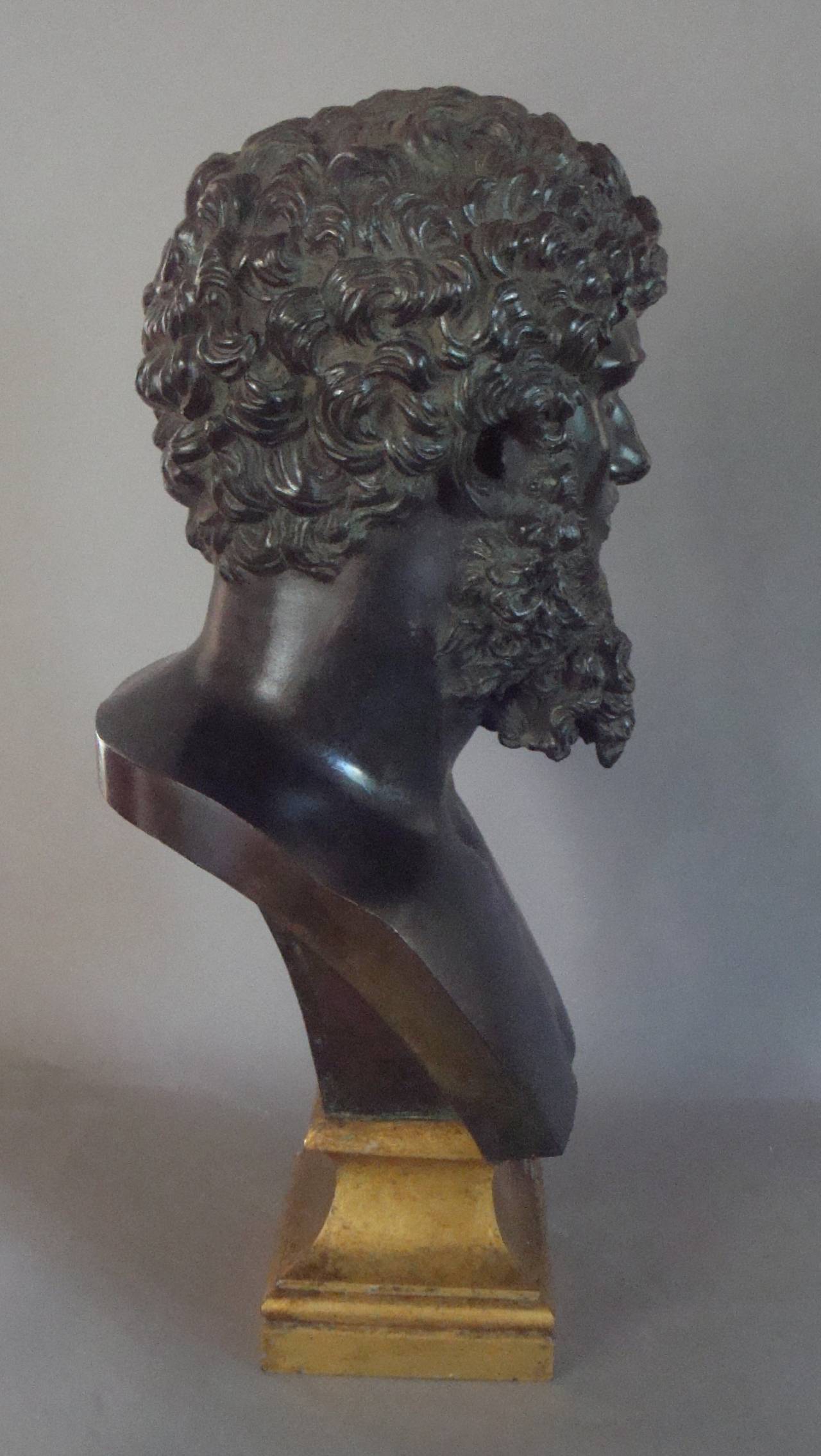 Mid-19th Century 19th Century Grand Tour Classical Bronze Bust of Lucius Verus Emperor of Rome