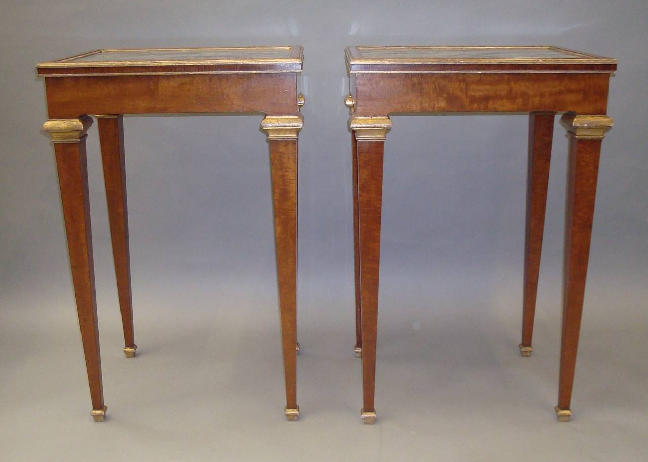 Stylish 19th Century Pair of Mahogany with Marble-Top End Tables 2